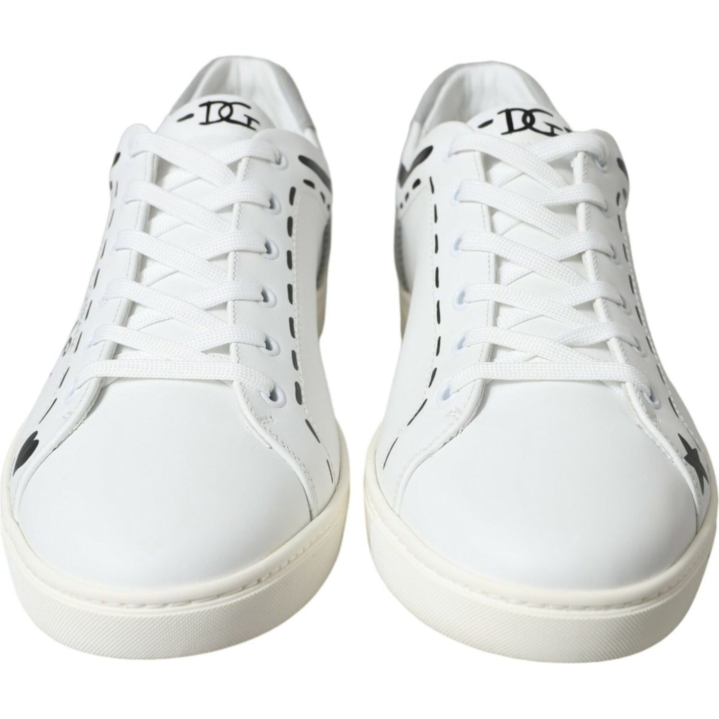 Dolce & Gabbana Elegant White Calfskin Leather Sneakers white-gray-leather-love-milano-sneakers-shoes