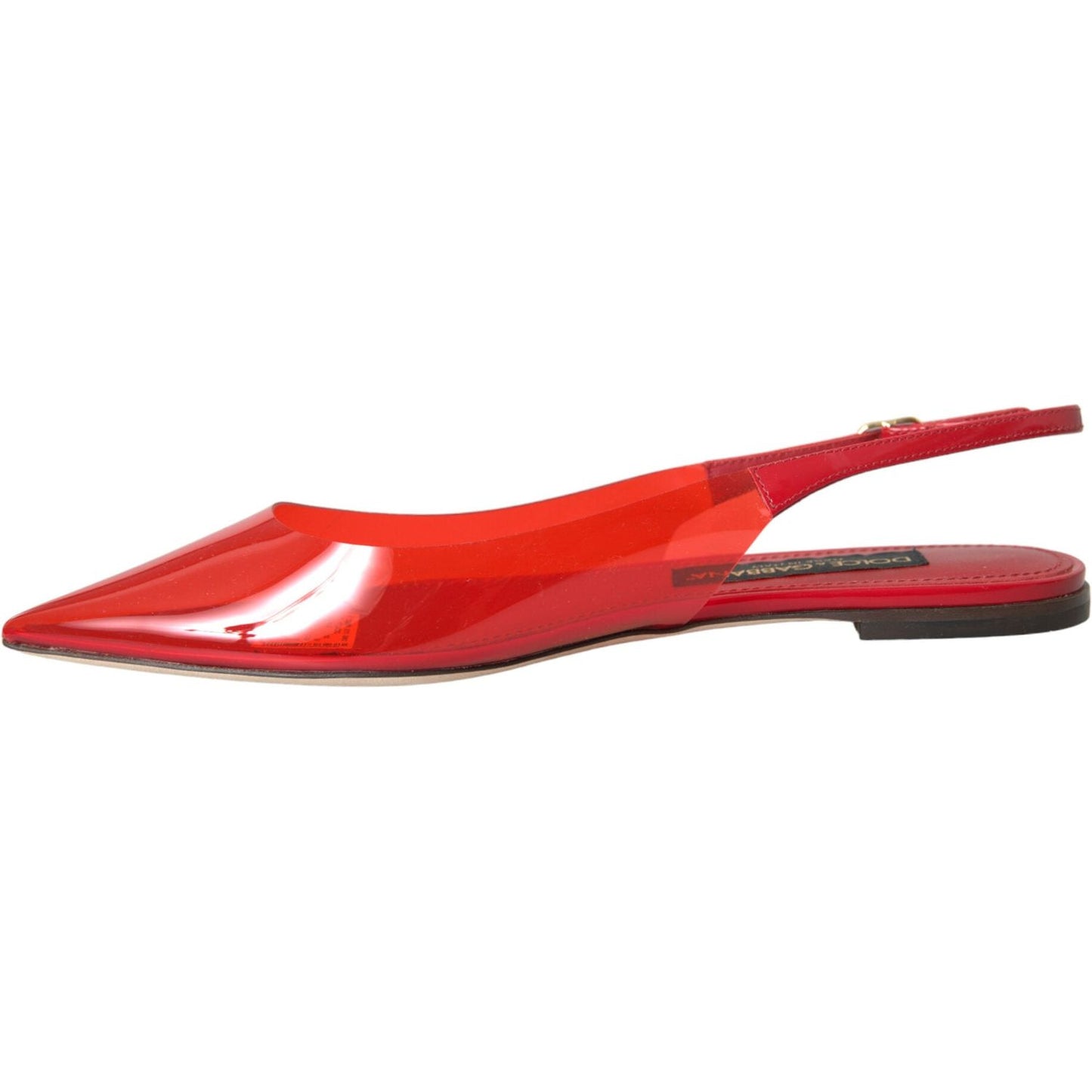 Dolce & Gabbana Red PVC Slingback Clear Flats Sandals Shoes red-pvc-slingback-clear-flats-sandals-shoes
