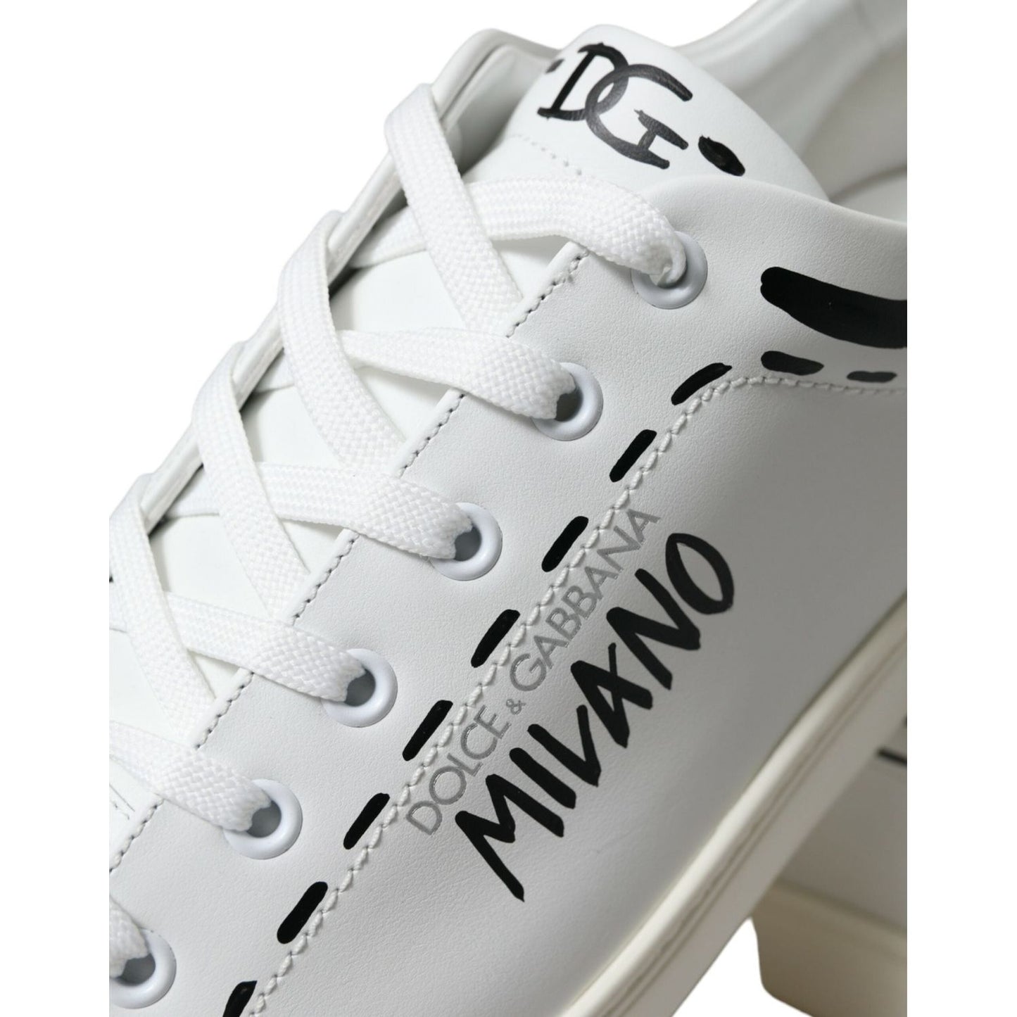 Dolce & Gabbana Elegant White Calfskin Leather Sneakers white-gray-leather-love-milano-sneakers-shoes
