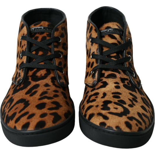 Dolce & Gabbana | Elegant Leopard Print Mid-Top Sneakers| McRichard Designer Brands   