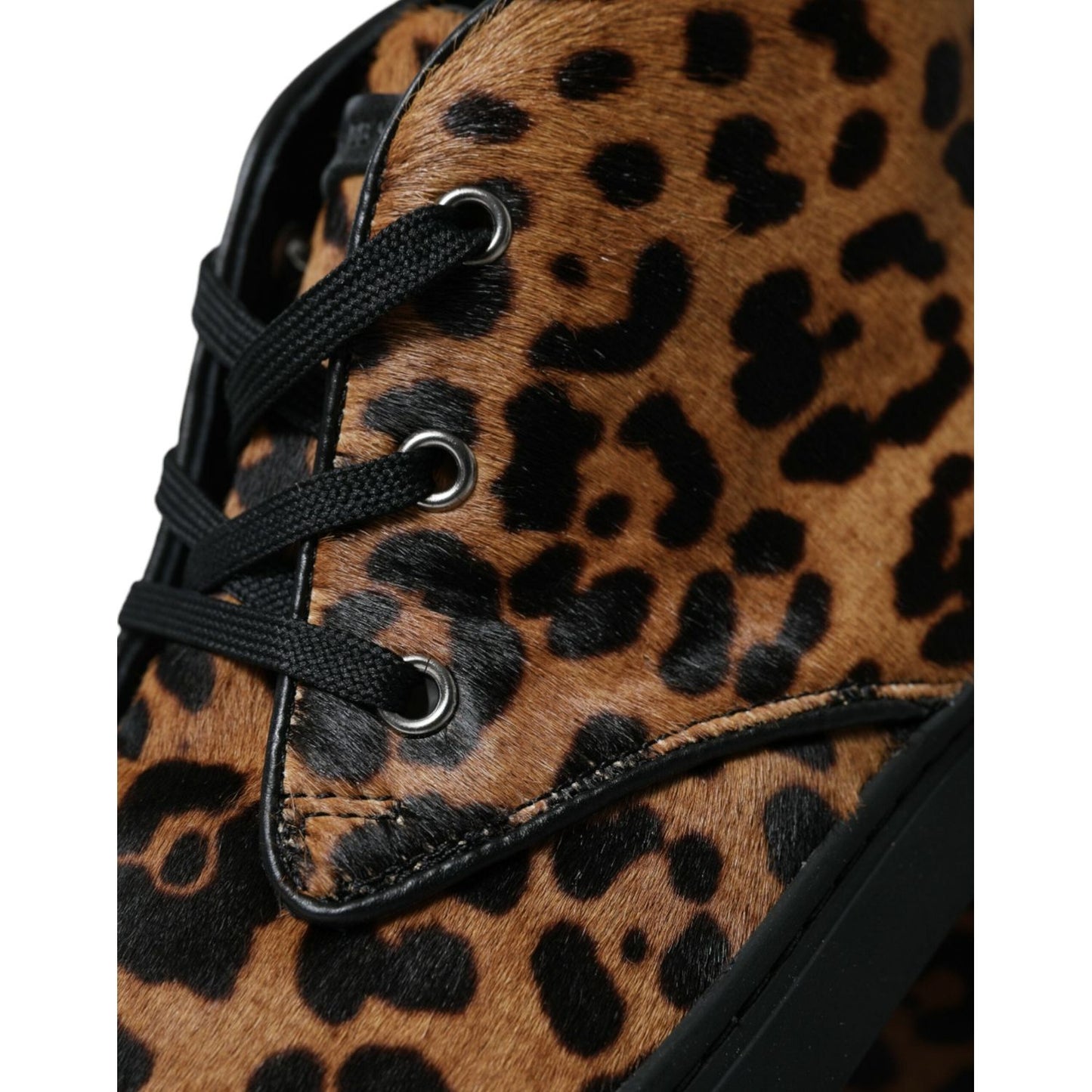 Dolce & Gabbana Elegant Leopard Print Mid-Top Sneakers brown-leopard-pony-hair-leather-sneakers-shoes