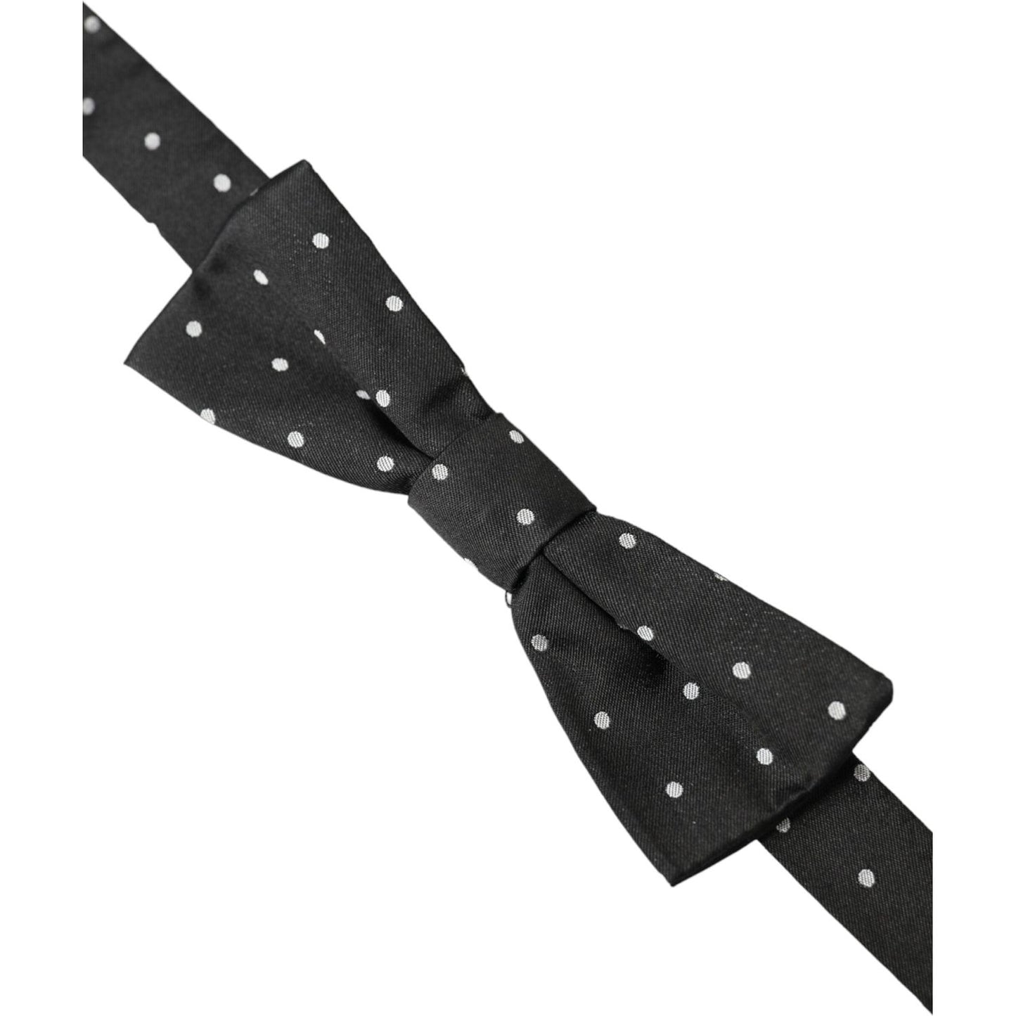 Black White Polka Dot Silk Men Neck Bow Tie