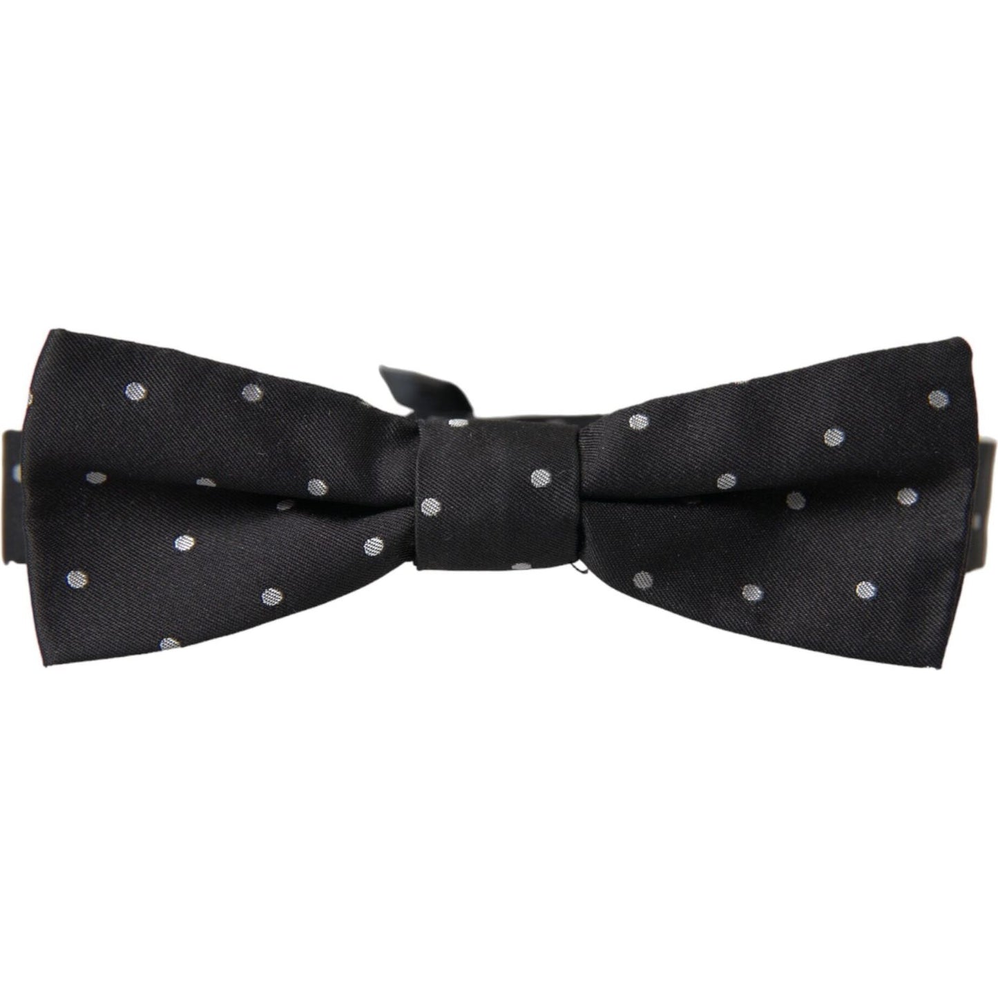 Black White Polka Dot Silk Men Neck Bow Tie