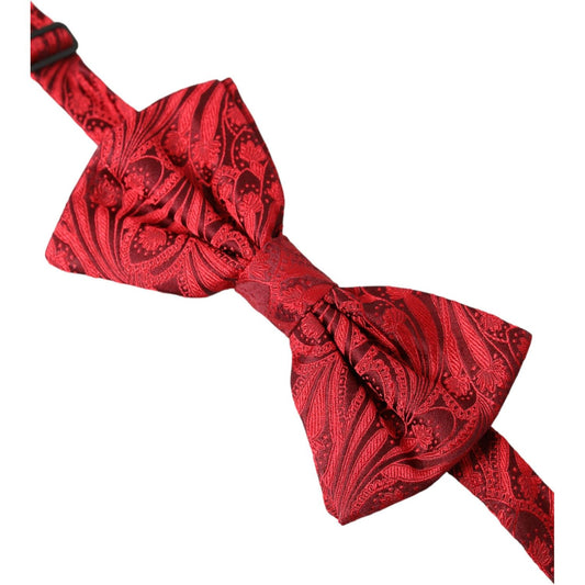 Red Brocade Silk Adjustable Neck Men Bow Tie