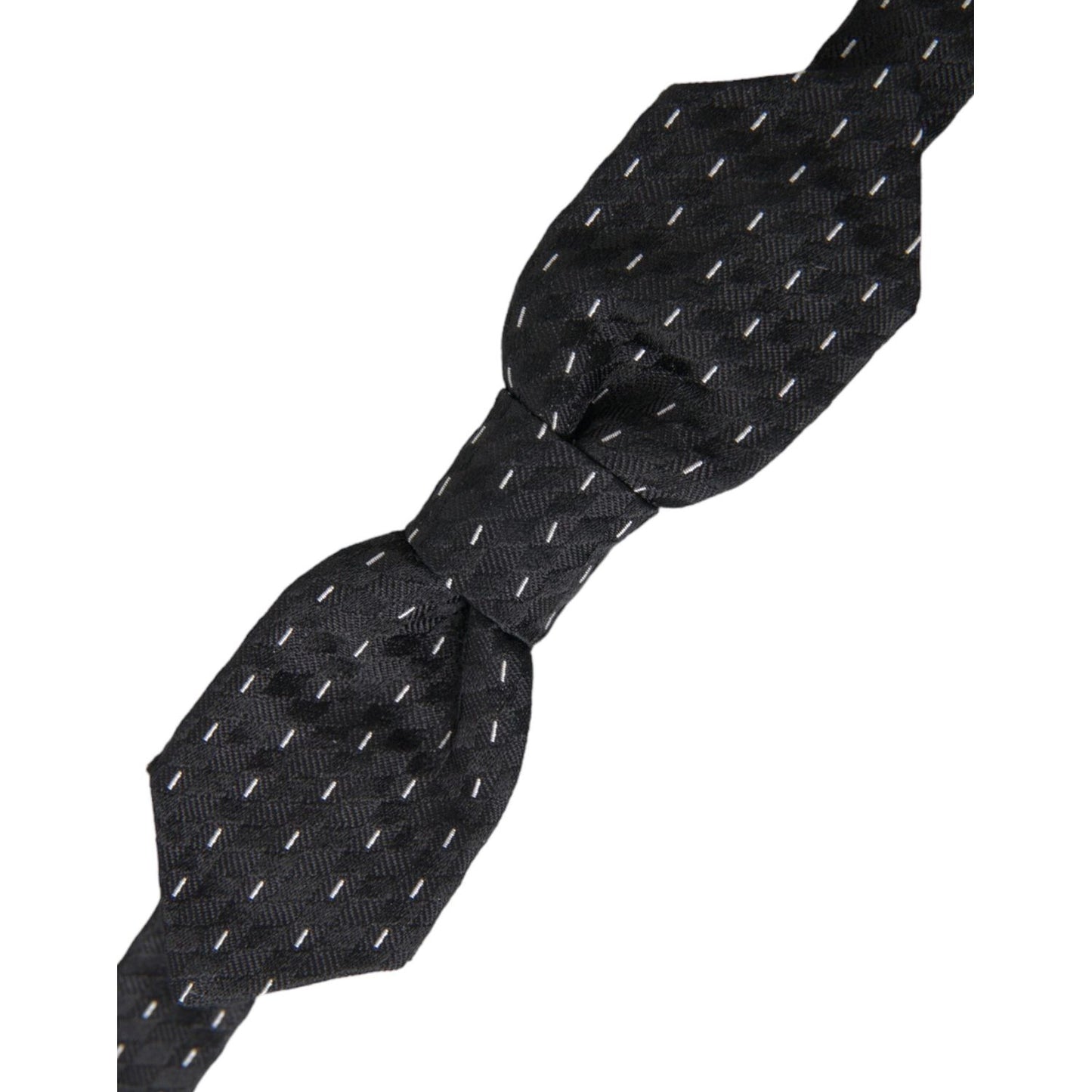 Black White Stitched Silk Men Neck Bow Tie
