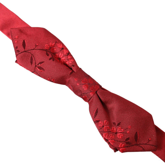 Red Brocade Silk Adjustable Neck Men Bow Tie