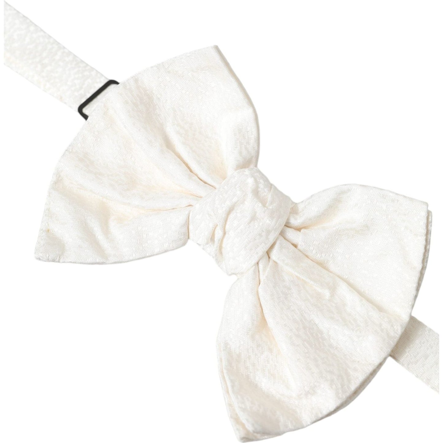 White Textured Cotton Adjustable Neck Bow Tie