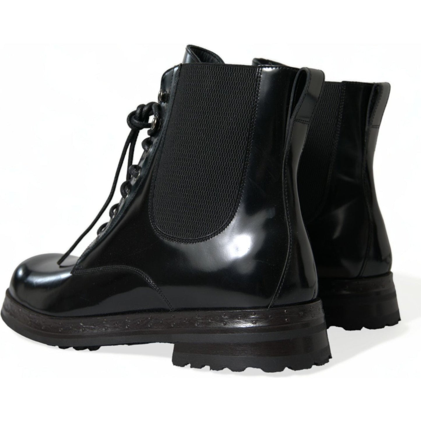 Dolce & Gabbana | Elegant Black Leather Mid Calf Men's Boots| McRichard Designer Brands   