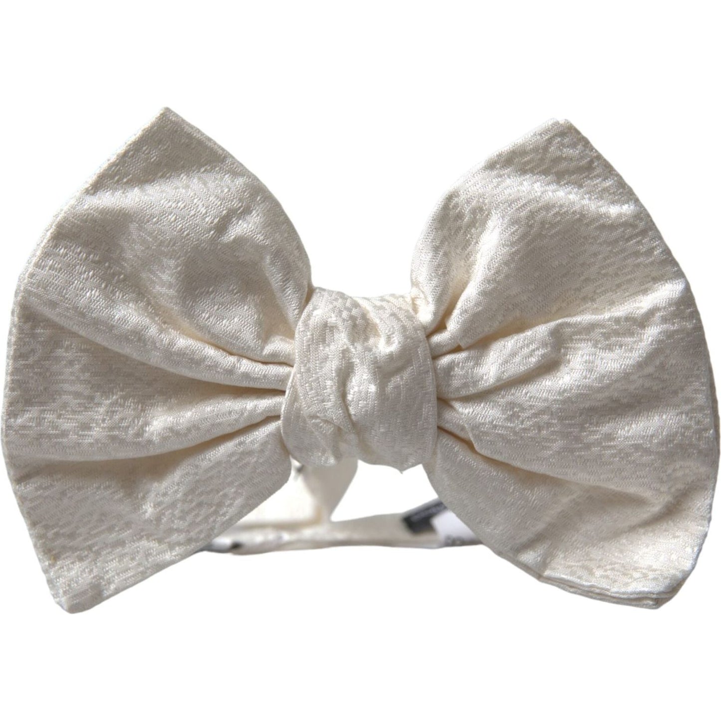 White Textured Cotton Adjustable Neck Bow Tie