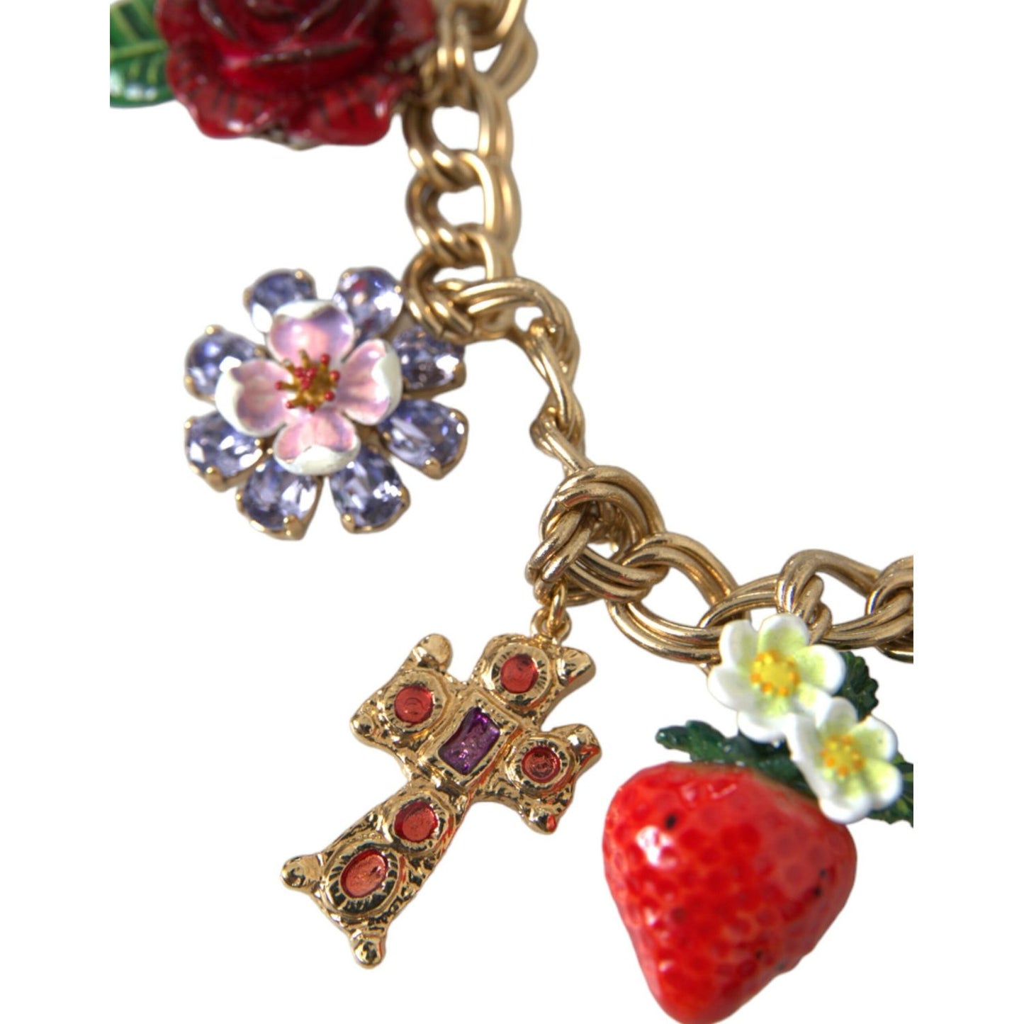 Dolce & Gabbana Gold Chain Rose Cross Strawberry Star Pendant Necklace gold-chain-rose-cross-strawberry-star-pendant-necklace