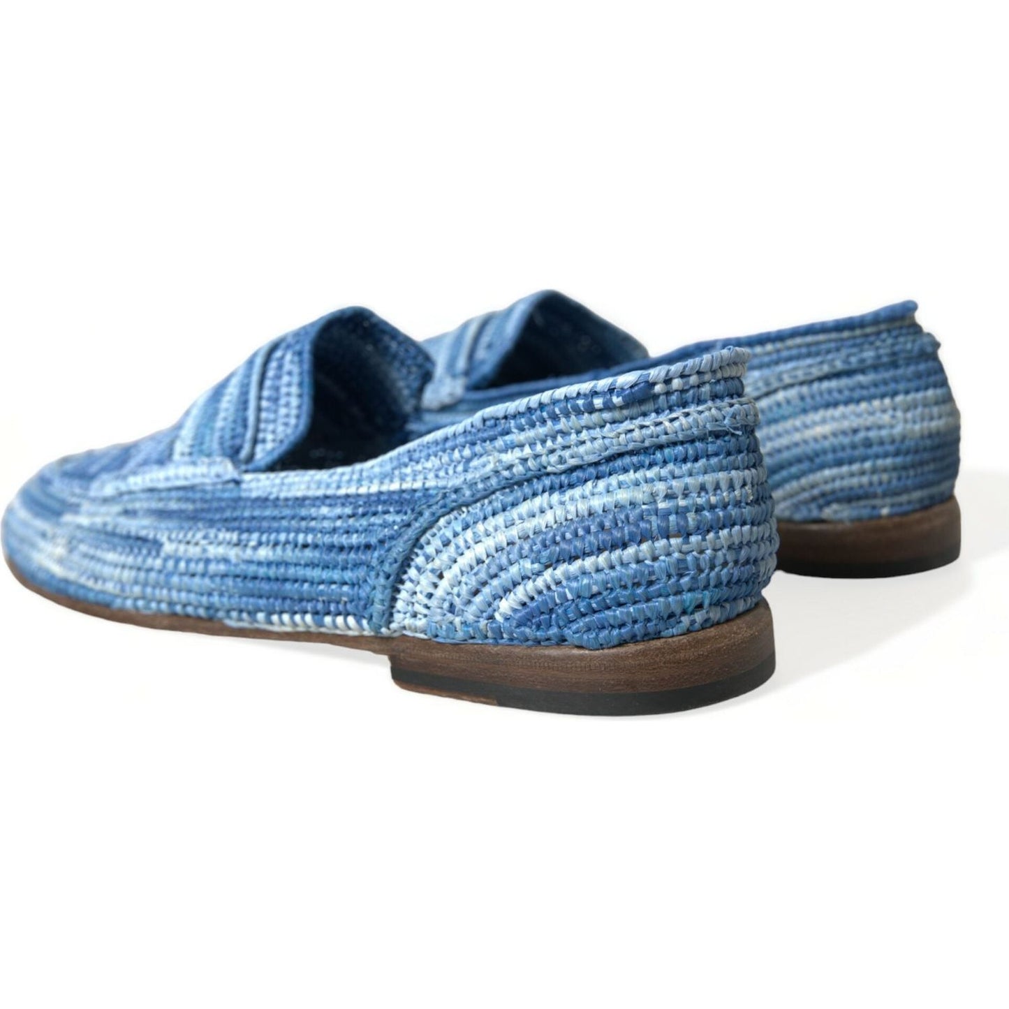 Dolce & Gabbana | Elegant Blue Raffia Slip-On Loafers| McRichard Designer Brands   