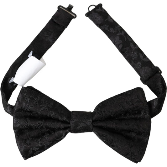 Black Brocade Silk Adjustable Neck Men Bow Tie