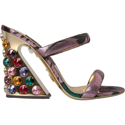 Dolce & Gabbana Multicolor Jacquard Crystals Sandals Shoes multicolor-jacquard-crystals-sandals-shoes-1