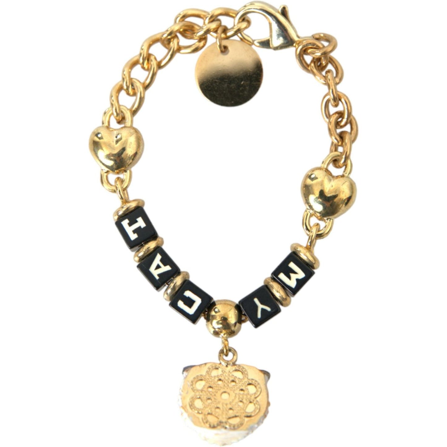 Dolce & Gabbana Gold Tone Brass Chain MY CAT Heart Bracelet gold-tone-brass-chain-my-cat-heart-bracelet