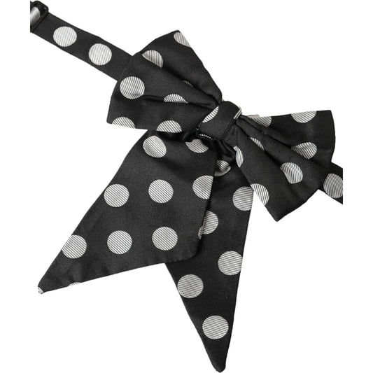 Black Polka Dots Ribbon Adjustable Neck Bow Tie