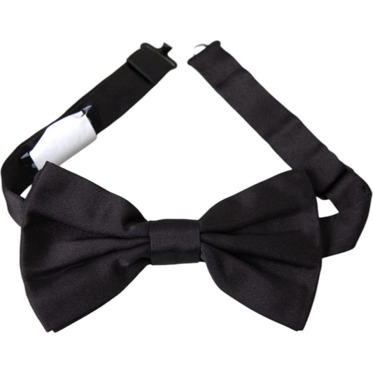 Black Silk Adjustable Neck Men Bow Tie