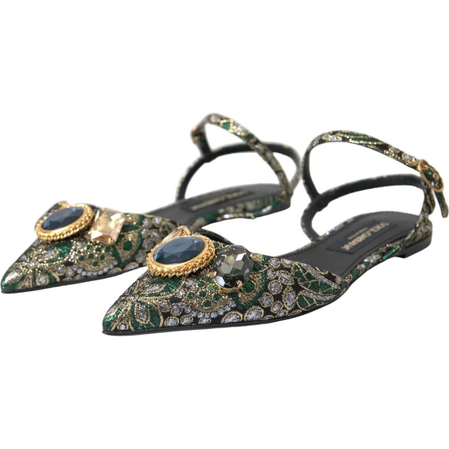 Dolce & Gabbana Multicolor Jacquard Crystal Slingback Sandals Shoes multicolor-jacquard-crystal-slingback-sandals-shoes