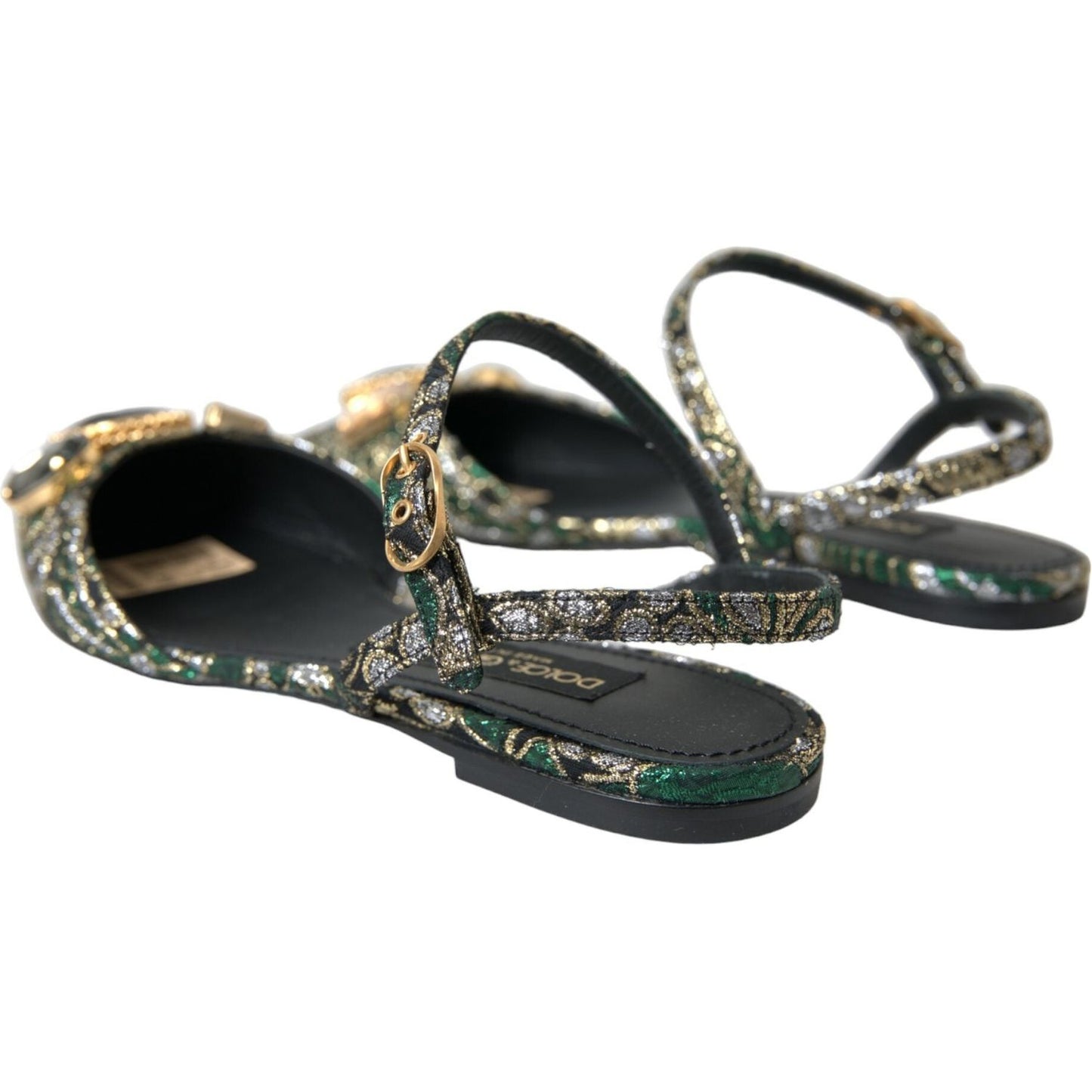 Dolce & Gabbana Multicolor Jacquard Crystal Slingback Sandals Shoes multicolor-jacquard-crystal-slingback-sandals-shoes