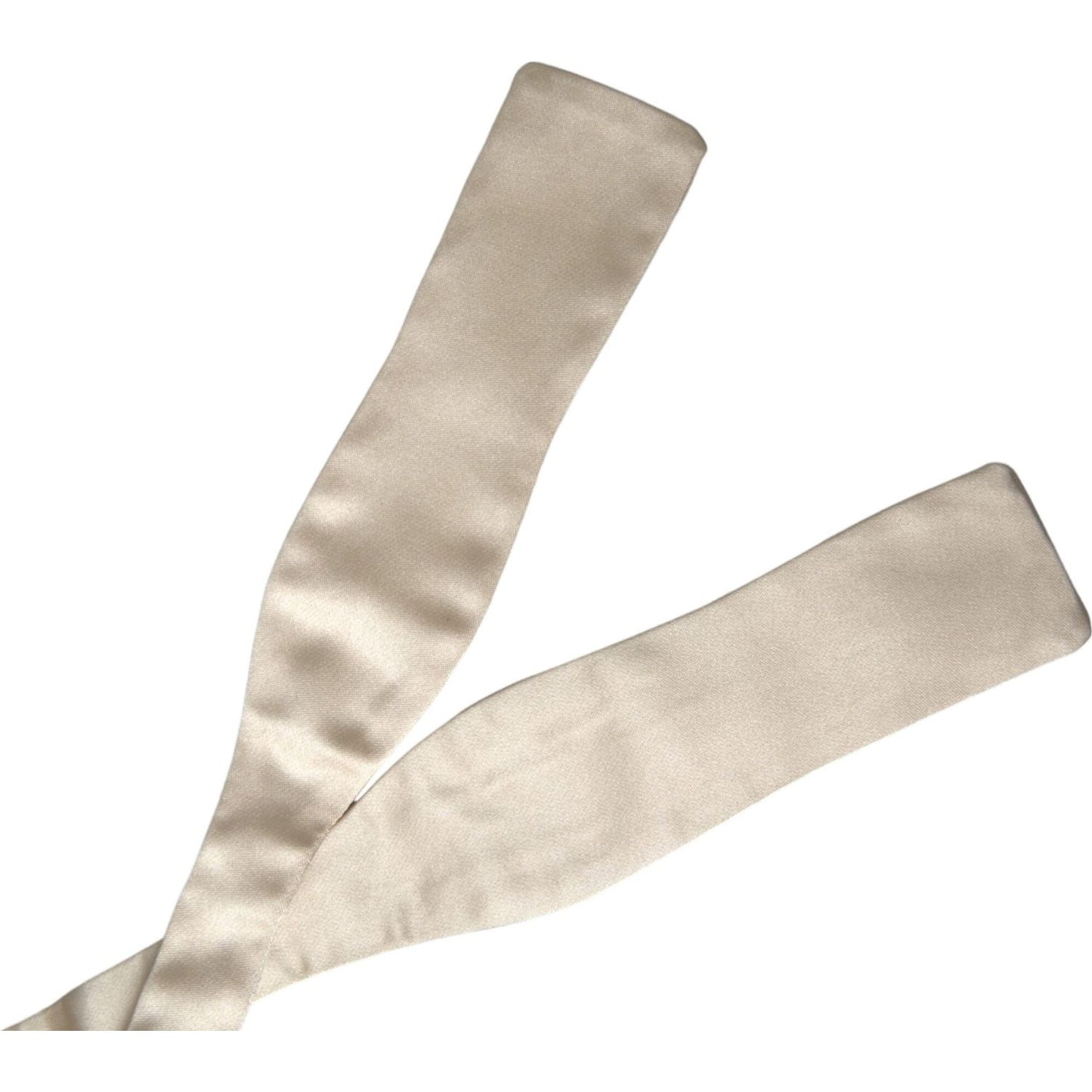 Beige Silk Slim Skinny Necktie Men Bow Tie