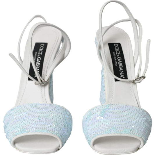 Dolce & Gabbana Light Blue Sequin Ankle Strap Sandals Shoes light-blue-sequin-ankle-strap-sandals-shoes