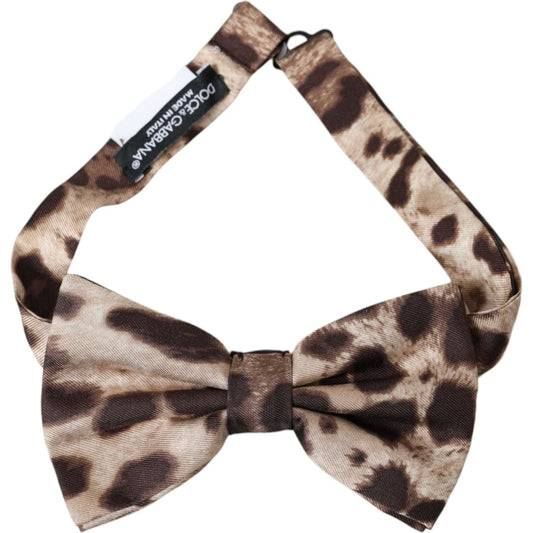 Brown Leopard Silk Adjustable Neck Men Bow Tie