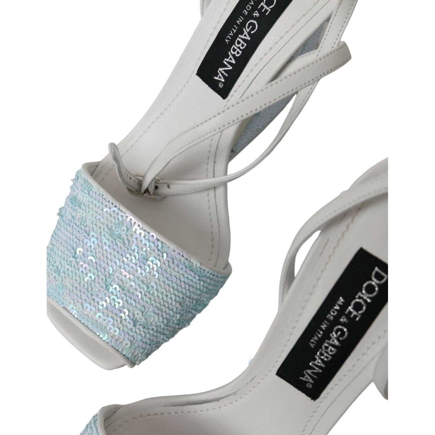 Dolce & Gabbana Light Blue Sequin Ankle Strap Sandals Shoes light-blue-sequin-ankle-strap-sandals-shoes