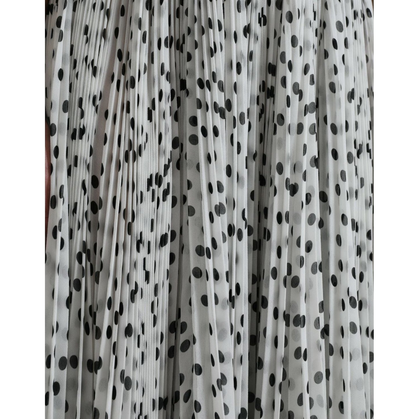 Dolce & Gabbana Elegant Polka Dots Maxi Dress white-polka-dot-a-line-pleated-maxi-dress