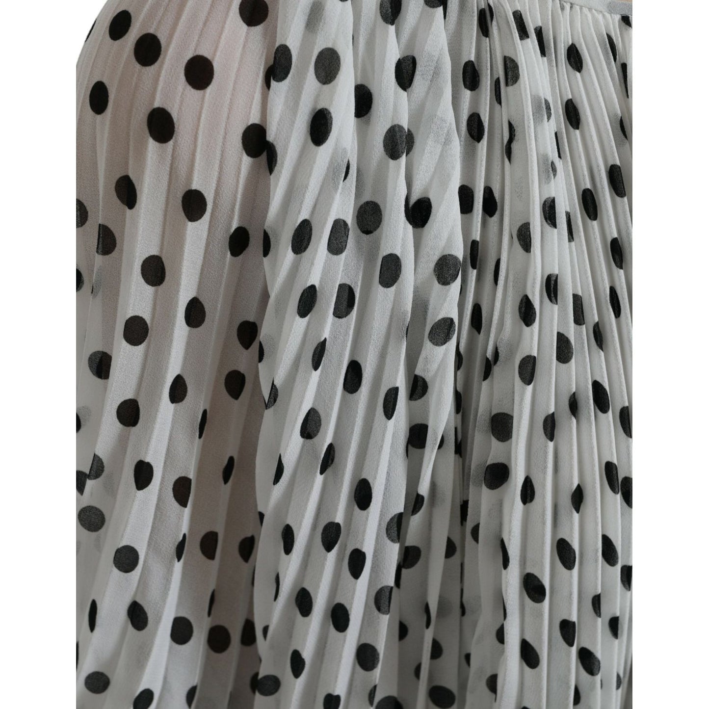 Dolce & Gabbana Elegant Polka Dots Maxi Dress white-polka-dot-a-line-pleated-maxi-dress