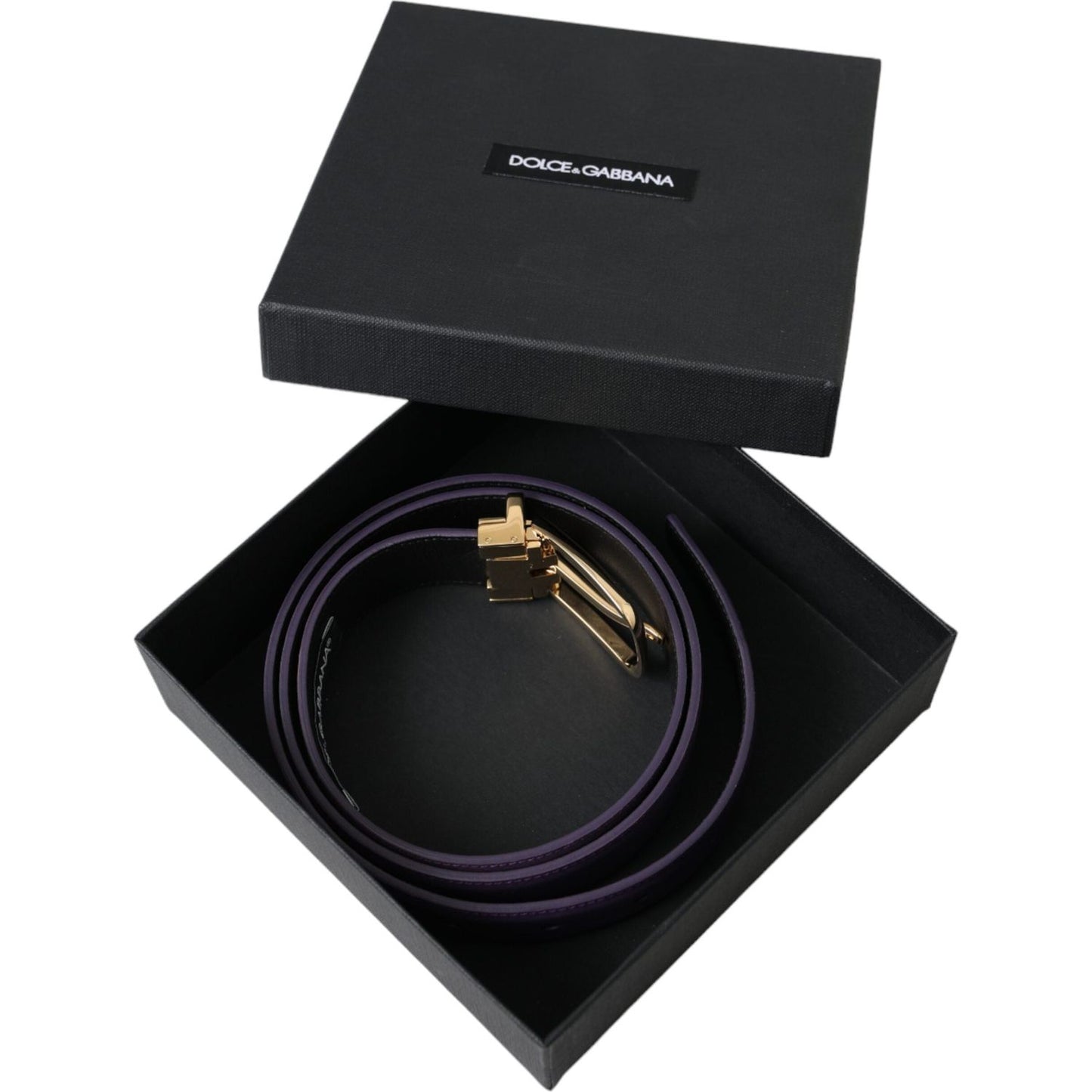 Purple Leather Gold Metal Buckle Belt Men