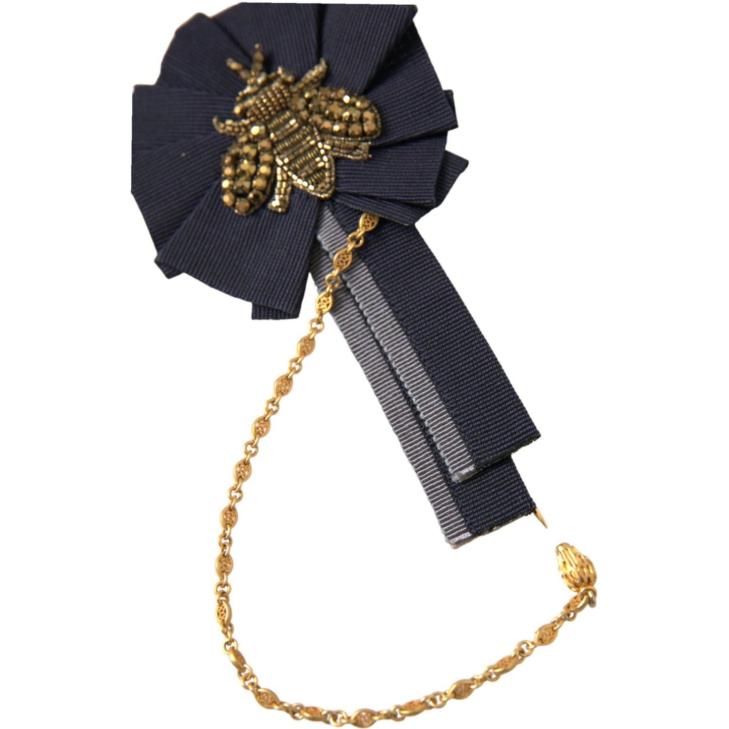 Dolce & Gabbana Gold Brass Crystal Bee Men Brooch Lapel Pin gold-brass-crystal-bee-men-brooch-lapel-pin