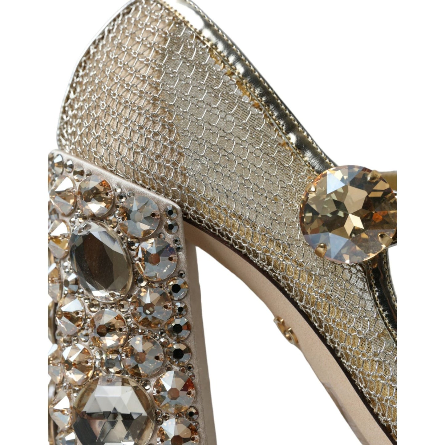 Dolce & Gabbana Gold Mesh Crystal Mary Jane Pumps Heels Shoes gold-mesh-crystal-mary-jane-pumps-heels-shoes