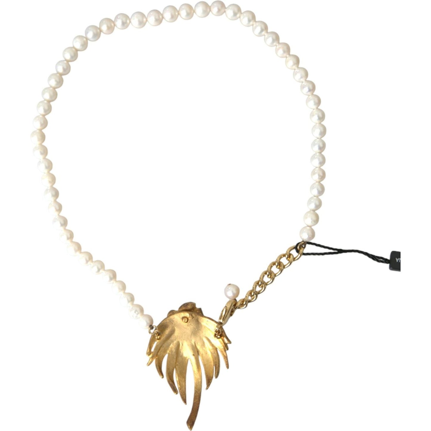 Dolce & Gabbana Gold Brass Crystal Pearl Tree Pendant Charm Necklace gold-brass-crystal-pearl-tree-pendant-charm-necklace