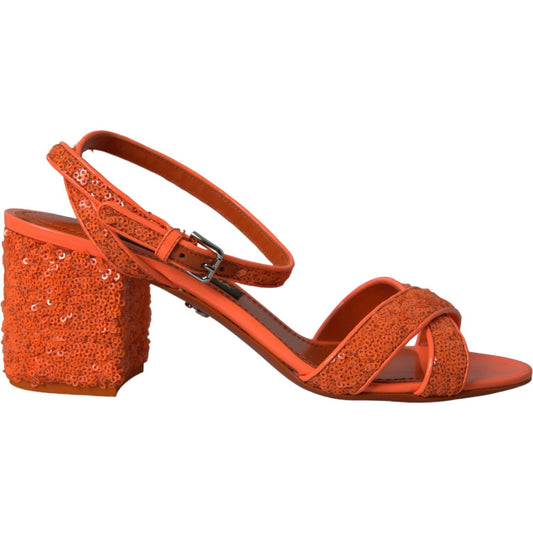 Dolce & GabbanaOrange Sequin Ankle Strap Sandals ShoesMcRichard Designer Brands£449.00