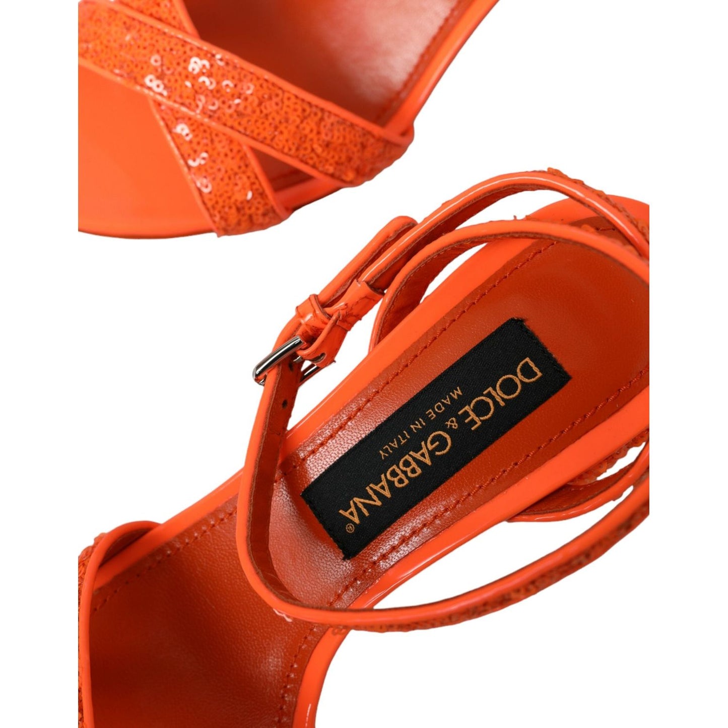 Dolce & Gabbana Orange Sequin Ankle Strap Sandals Shoes orange-sequin-ankle-strap-sandals-shoes