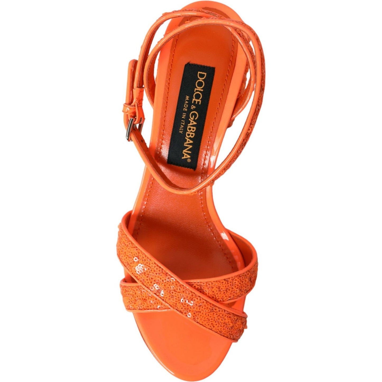 Dolce & Gabbana Orange Sequin Ankle Strap Sandals Shoes orange-sequin-ankle-strap-sandals-shoes