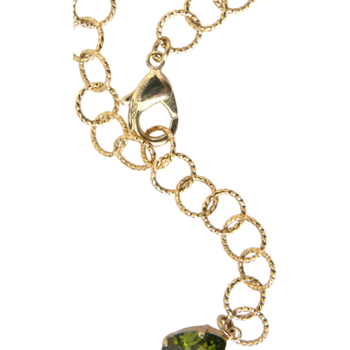 Dolce & Gabbana Gold Brass Link Chain Rose Petal Crystal Pendant Necklace gold-brass-link-chain-rose-petal-crystal-pendant-necklace