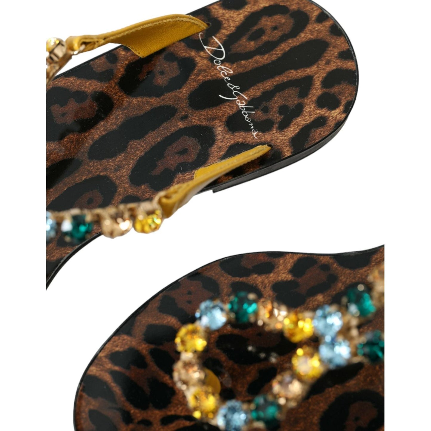 Dolce & Gabbana Mustard Crystal Calf Leather Beachwear Shoes mustard-crystal-calf-leather-beachwear-shoes
