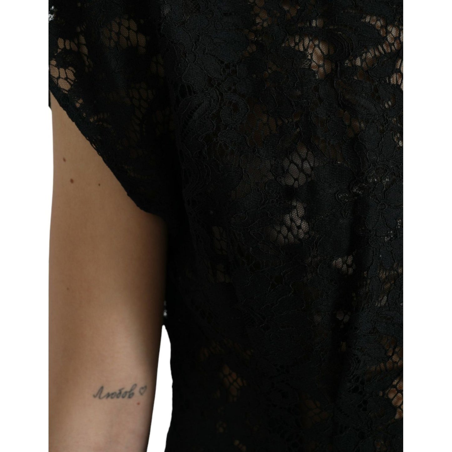 Dolce & Gabbana Elegant Black Floral Lace A-Line Mini Dress black-floral-lace-cotton-a-line-mini-dress