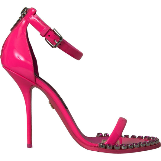 Dolce & GabbanaPink Leather Crystal Heels Sandals ShoesMcRichard Designer Brands£879.00