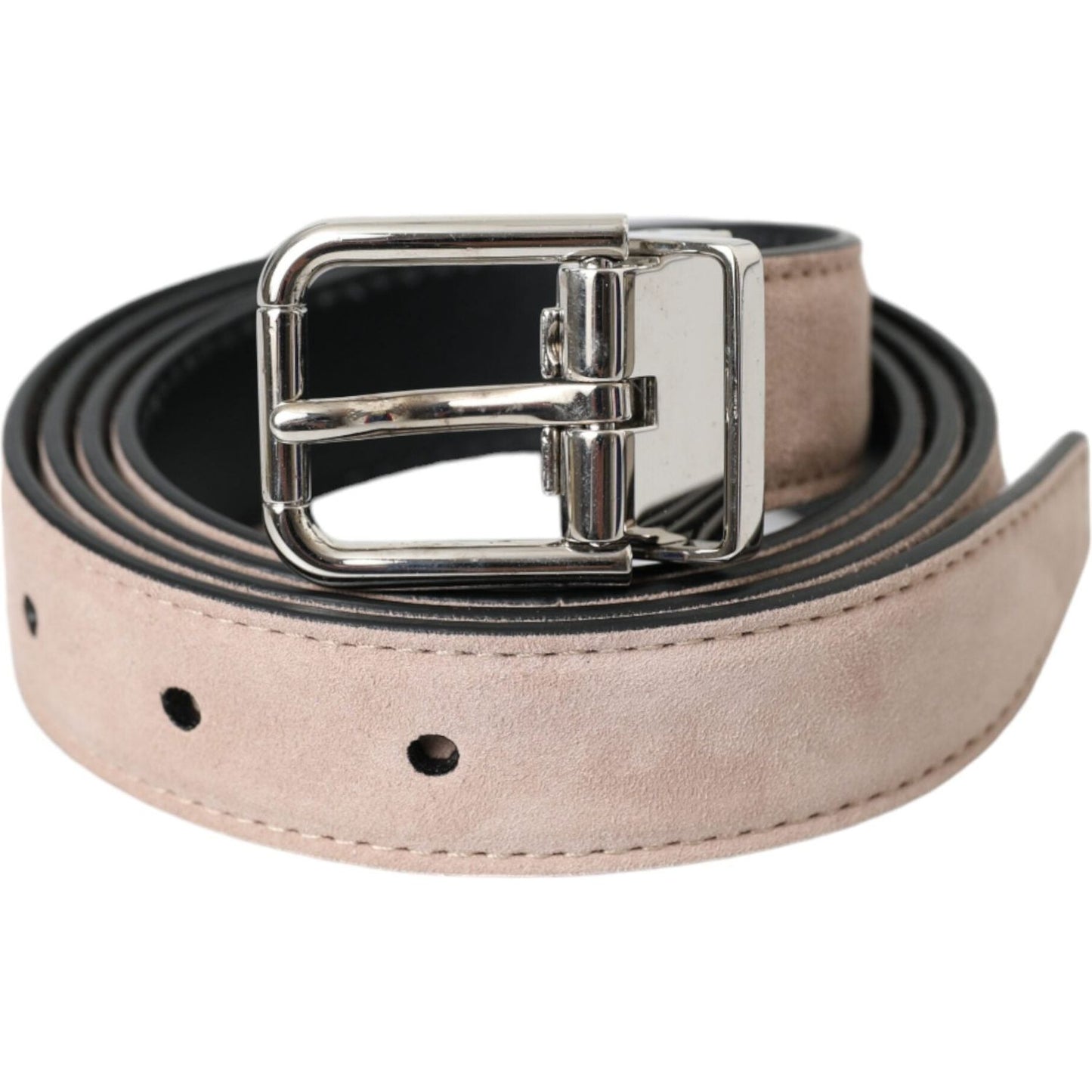 Beige Suede Leather Silver Buckle Belt Men