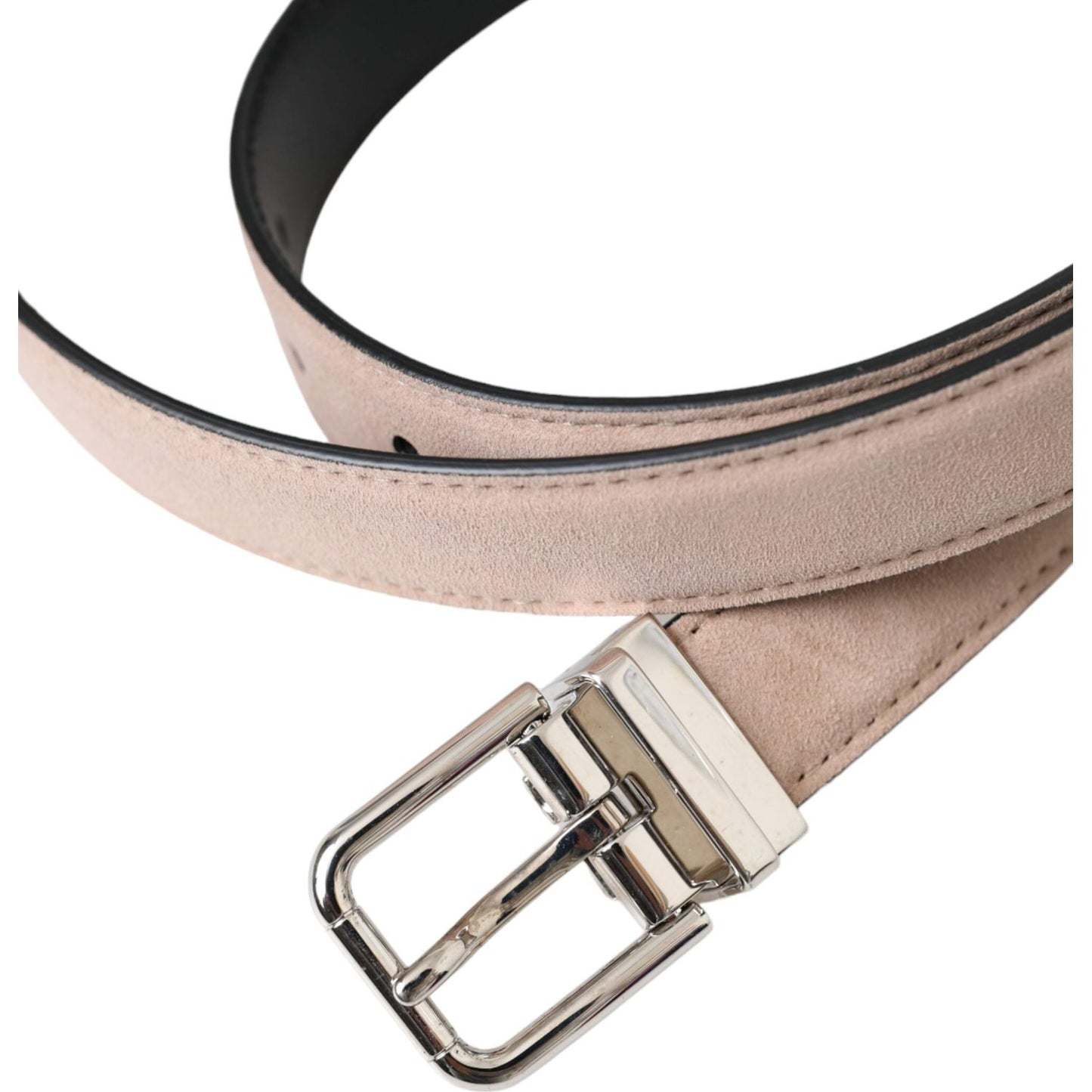 Beige Suede Leather Silver Buckle Belt Men