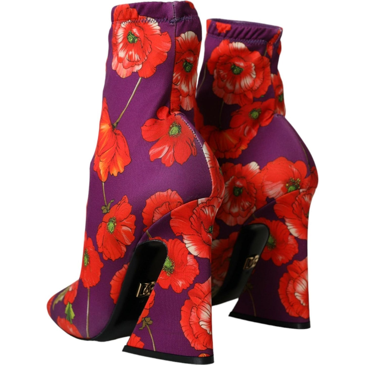 Dolce & Gabbana Purple Floral Jersey Stretch Boots Shoes purple-floral-jersey-stretch-boots-shoes