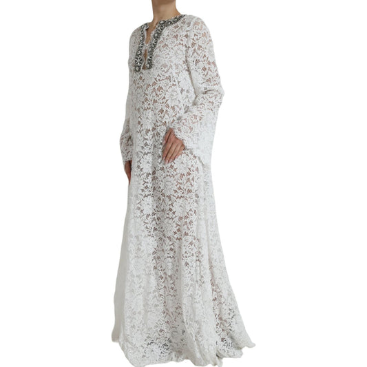 Dolce & Gabbana Elegant White Shift Dress with Crystal Embellishment elegant-white-shift-dress-with-crystal-embellishment
