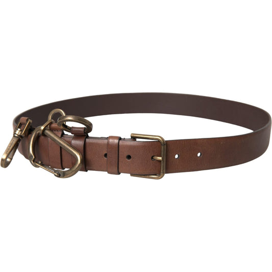 Brown Calf Leather Gold Metal Buckle Belt Men