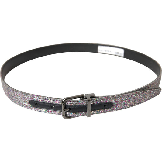 Multicolor Embellished Silver Metal Buckle Belt