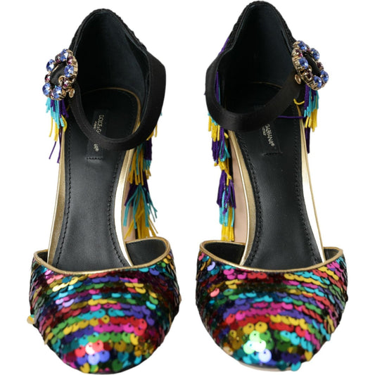 Dolce & Gabbana Multicolor Sequin Crystal Mary Jane Shoes multicolor-sequin-crystal-mary-jane-shoes