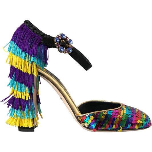 Dolce & Gabbana Multicolor Sequin Crystal Mary Jane Shoes multicolor-sequin-crystal-mary-jane-shoes