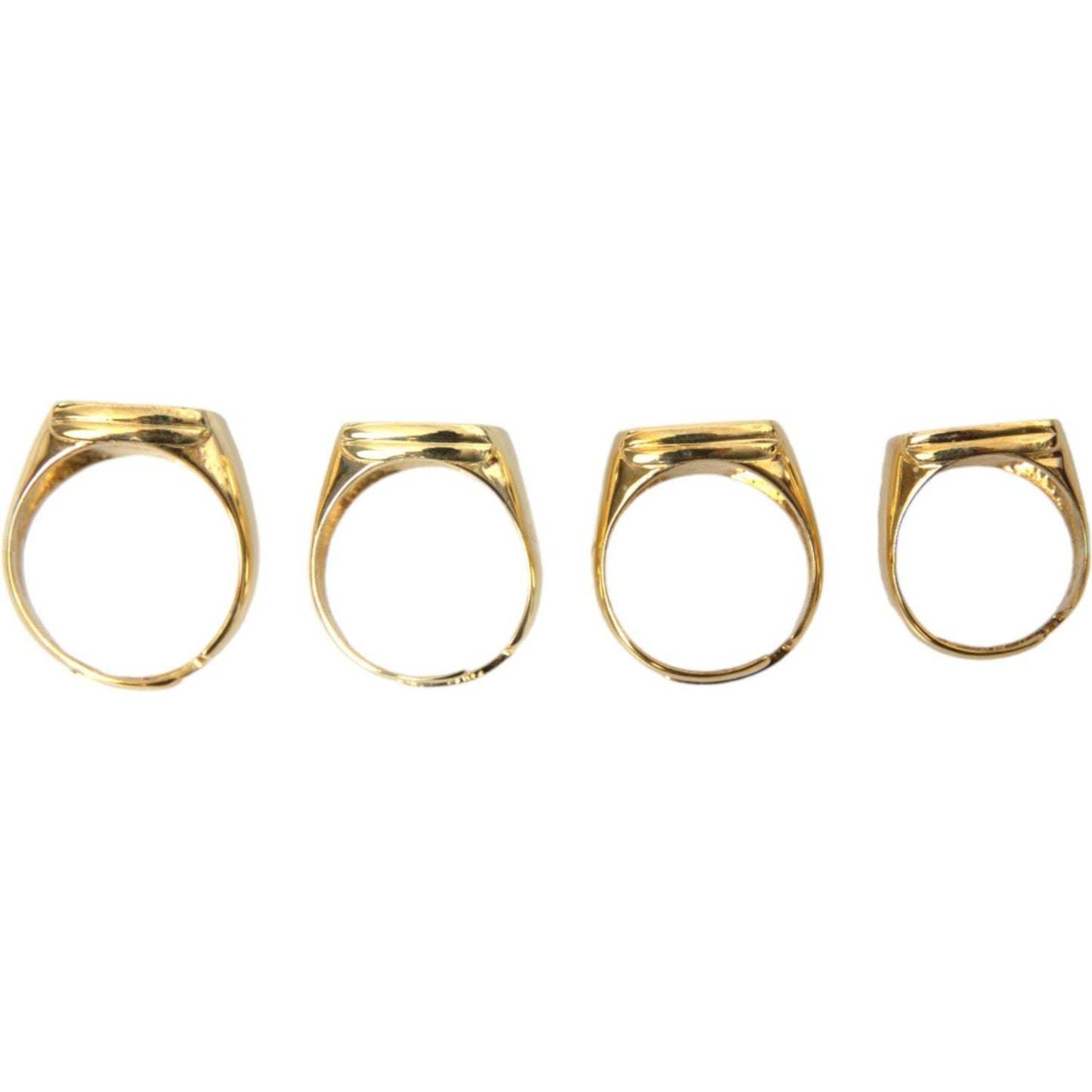 Dolce & Gabbana Gold Brass KING Enamel Set of 4 Ring gold-brass-king-enamel-set-of-4-ring