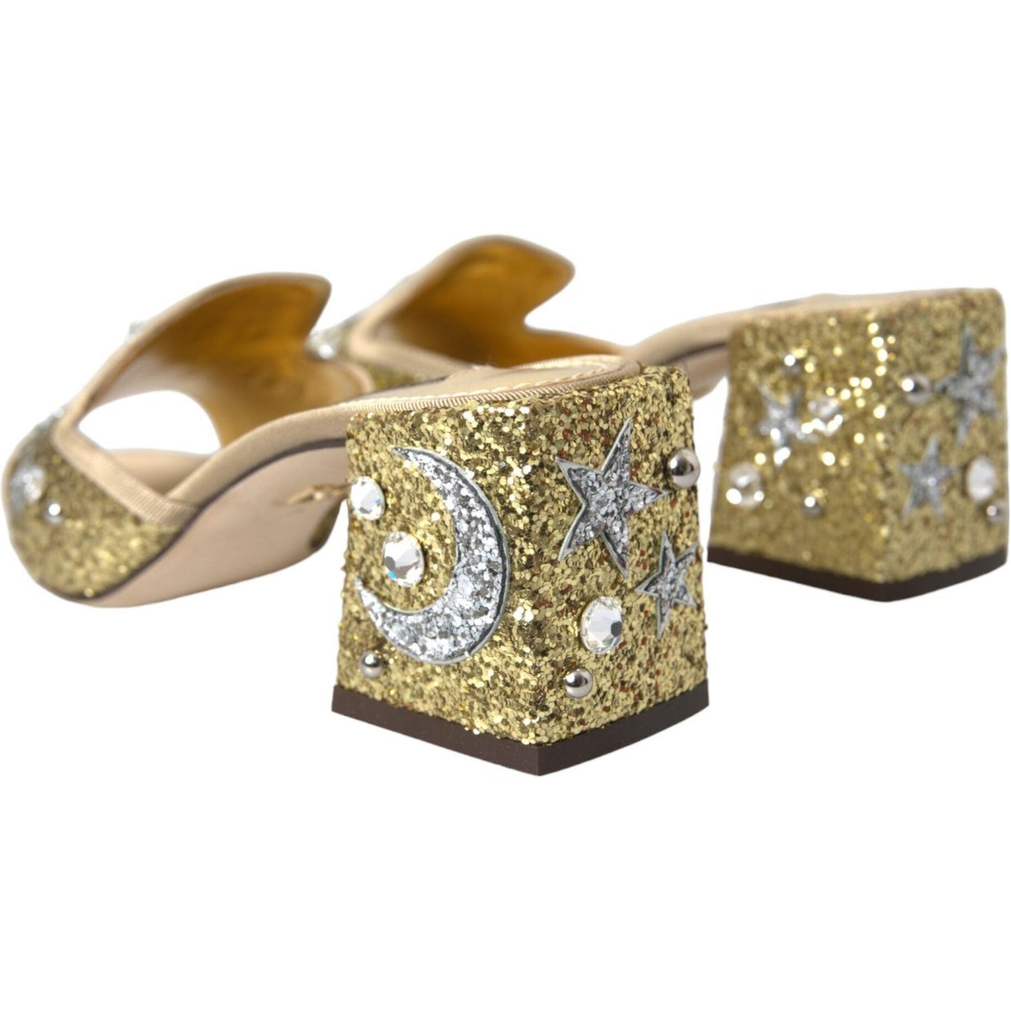 Dolce & Gabbana Gold Sequin Leather Heels Sandals Shoes gold-sequin-leather-heels-sandals-shoes