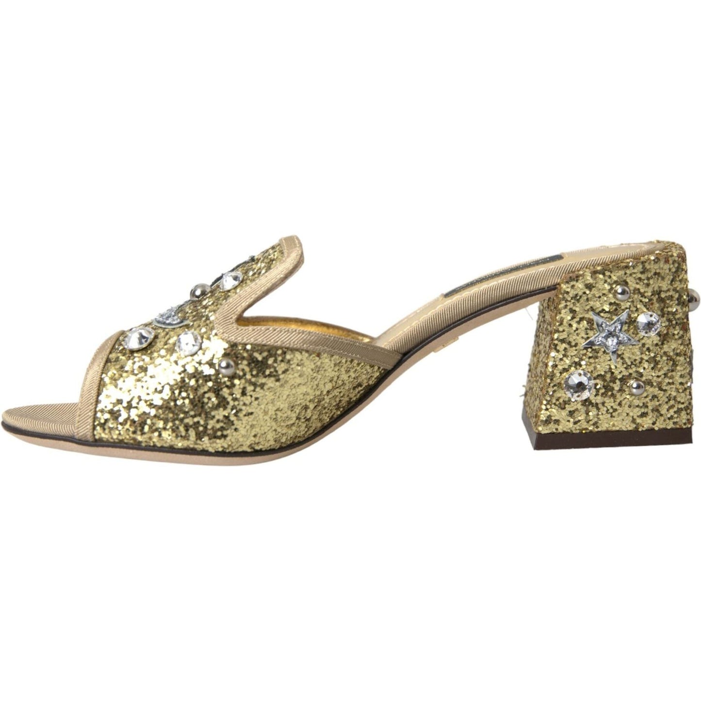 Dolce & Gabbana Gold Sequin Leather Heels Sandals Shoes gold-sequin-leather-heels-sandals-shoes